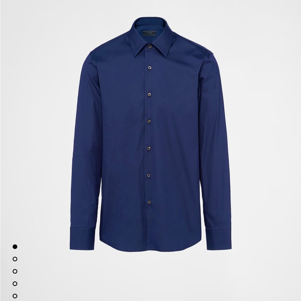 Men's Prada Stretch Cotton Shirt in Navy Blue